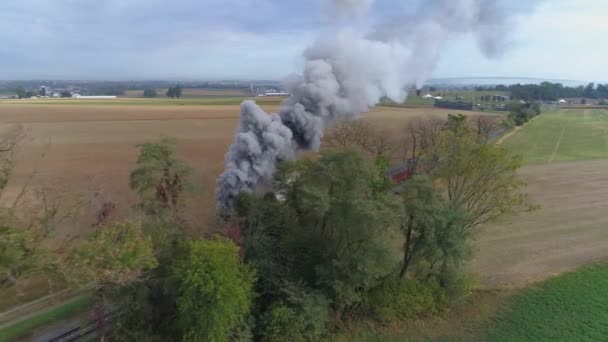 Strasburg Pensylvánie Říjen 2019 Vzdušný Pohled Parní Stroj Který Fouká — Stock video