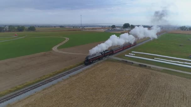 Strasburg Pennsylvania Octubre 2019 Vista Aérea Ángulo Una Máquina Vapor — Vídeos de Stock