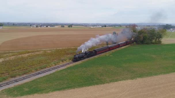 Strasburg Pennsylvania Octubre 2019 Vista Aérea Ángulo Una Máquina Vapor — Vídeo de stock