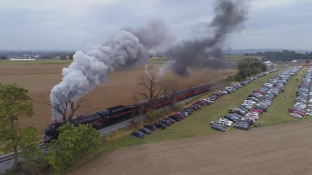 Strasburg Pensilvânia Outubro 2019 Vista Aérea Angular Motor Vapor Soprando — Vídeo de Stock