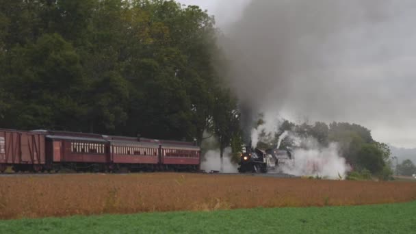 Straßburg Pennsylvania Oktober 2019 Zwei Restaurierte Dampflokomotiven Aus Norfolk Und — Stockvideo