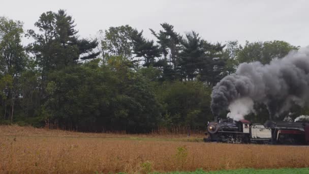 Strasburg Pennsylvania Oktober 2019 Två Norfolk Och Western Återställda Ångmaskiner — Stockvideo