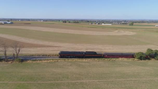 Strasbourg Pennsylvanie Octobre 2019 Aérien Une Locomotive Vapeur Restaurée Déplaçant — Video