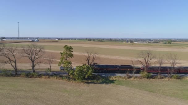 Strasburg Pensilvânia Outubro 2019 Antena Uma Locomotiva Vapor Restaurada Movendo — Vídeo de Stock