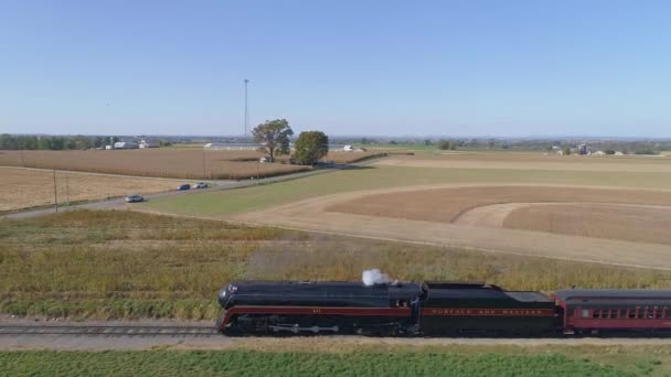 Strasburg Pennsylvania Ottobre 2019 Aerea Una Locomotiva Vapore Restaurata Che — Video Stock