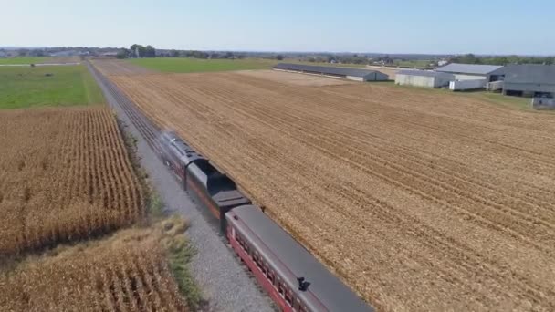 Strasburg Pensilvânia Outubro 2019 Antena Uma Locomotiva Vapor Restaurada Movendo — Vídeo de Stock