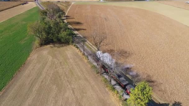 Strasbourg Pennsylvanie Octobre 2019 Vue Aérienne Train Vapeur Soufflant Fumée — Video