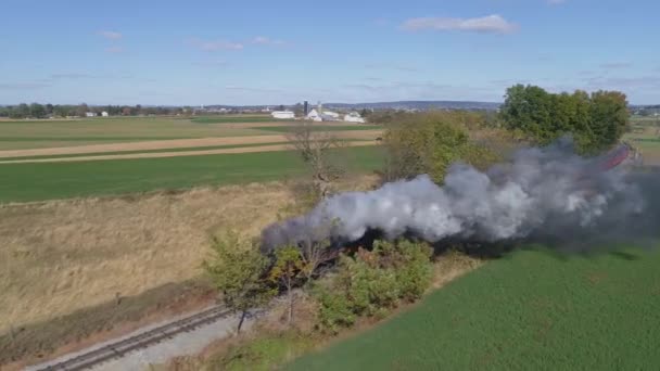 Straßburg Pennsylvania Oktober 2019 Luftaufnahme Eines Dampfzuges Der Rauch Und — Stockvideo