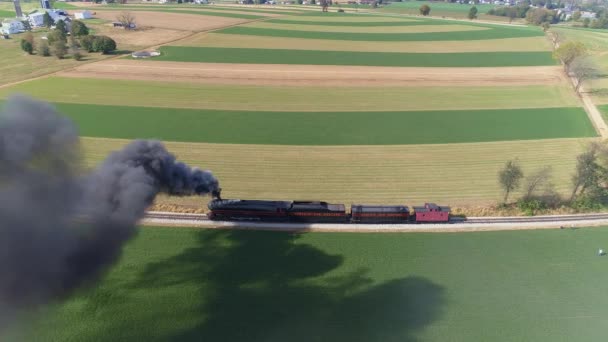 Strasburg Pensilvania Octubre 2019 Vista Aérea Una Antigua Locomotora Vapor — Vídeo de stock