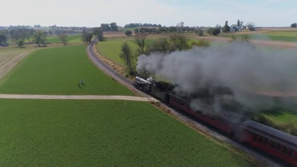 Strasburg Pensilvânia Outubro 2019 Vista Aérea Uma Locomotiva Vapor Restaurada — Vídeo de Stock