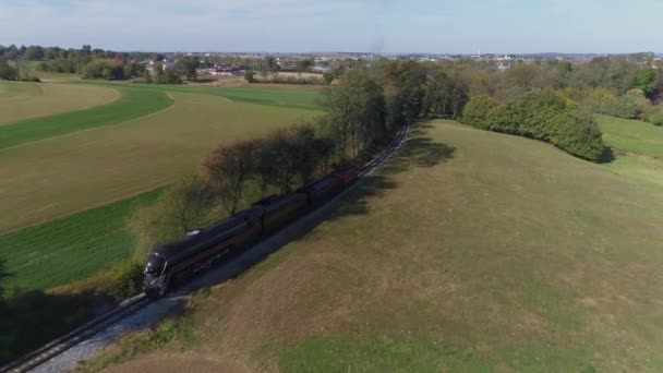 Straßburg Pennsylvania Oktober 2019 Luftaufnahme Einer Antiken Restaurierten Dampflokomotive Die — Stockvideo