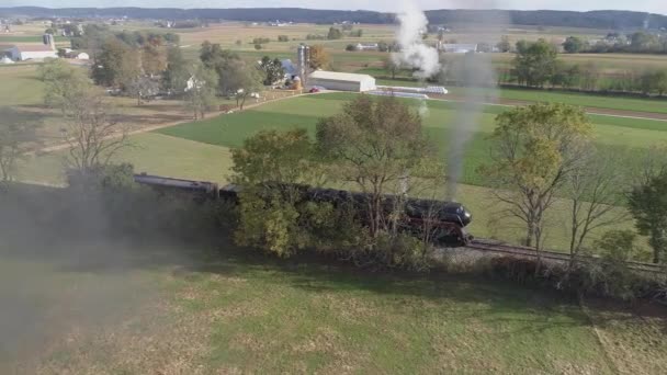 Strasburg Pennsylvania Ottobre 2019 Veduta Laterale Aerea Antica Locomotiva Vapore — Video Stock