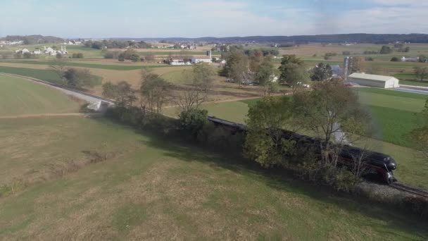 Strasbourg Pennsylvanie Octobre 2019 Vue Aérienne Latérale Une Ancienne Locomotive — Video