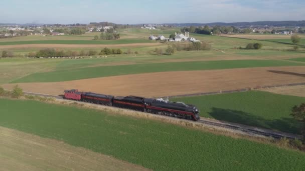 Strasburg Pensilvania Octubre 2019 Vista Lateral Aérea Una Antigua Locomotora — Vídeos de Stock