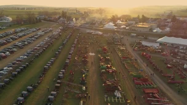 Nagranie Porannym Widokiem Dzień Otwarcia Sprzedaż Amiszów Mud Sprzeda Sprz — Wideo stockowe