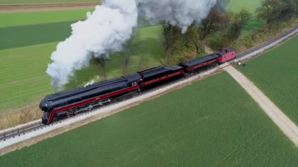 Strasburg Pensilvânia Outubro 2019 Vista Aérea Uma Locomotiva Vapor Restaurada — Vídeo de Stock