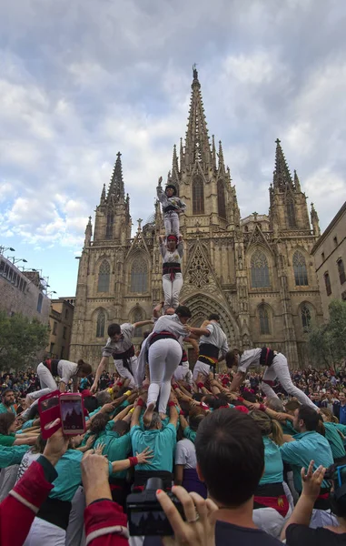 Castellers in Barcelona, Spanje Spanje — Stockfoto