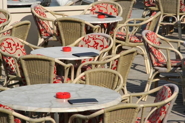 Mesas de café em Scheveningen, Holanda — Fotografia de Stock