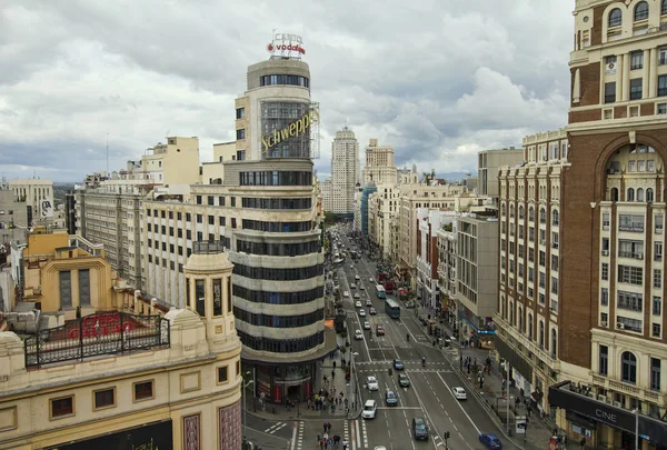 Madrid cityscape el Ingles mağaza görüldü — Stok fotoğraf