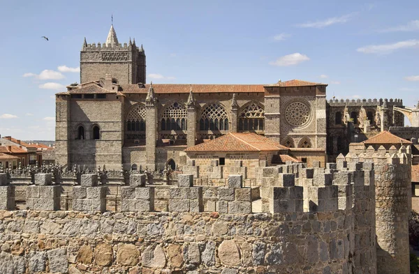 Muren van de stad en de kathedraal van Avila, Spanje — Stockfoto