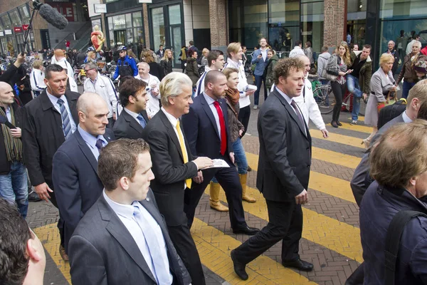 Geert Wilders campaigning in The Hague, Holland — Stock Photo, Image