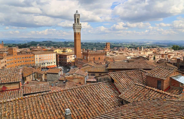 Siena, İtalya'nın Cityscape belediye binasının Kulesi — Stok fotoğraf
