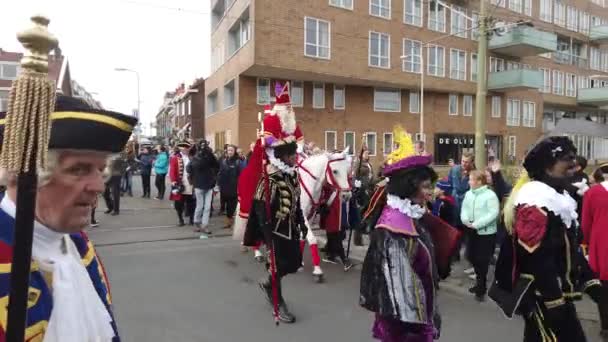 Pessoas Participam Assistem Desfile São Nicolau Haia Holanda Novembro 2019 — Vídeo de Stock