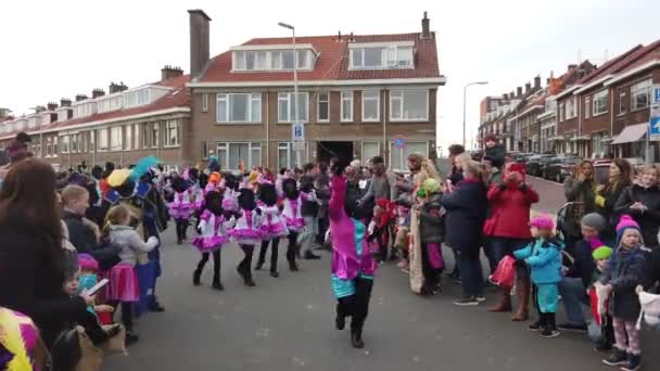 사람들은 네덜란드 헤이그에서 2019 니콜라스 퍼레이드에 참여하고 비디오 클립