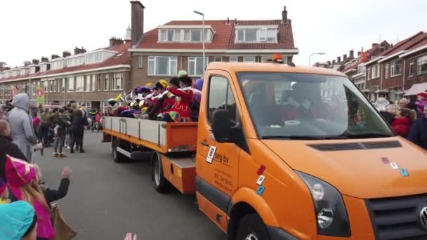 People Participate Watch Saint Nicholas Parade Hague Netherlands November 2019 — Stock Video