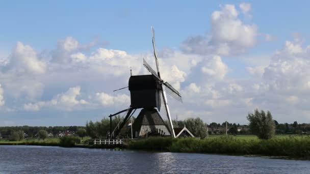 Molino Viento Tradicional Kinderdijk Holanda — Vídeo de stock