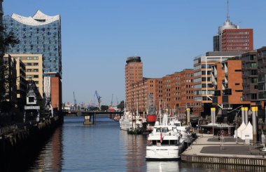 Hamburg, Almanya 'da Santorhafen' in modern mimarisi