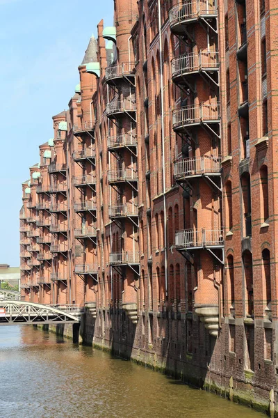 Entrepôts Historiques Dans Quartier Speicherstadt Hambourg Allemagne — Photo