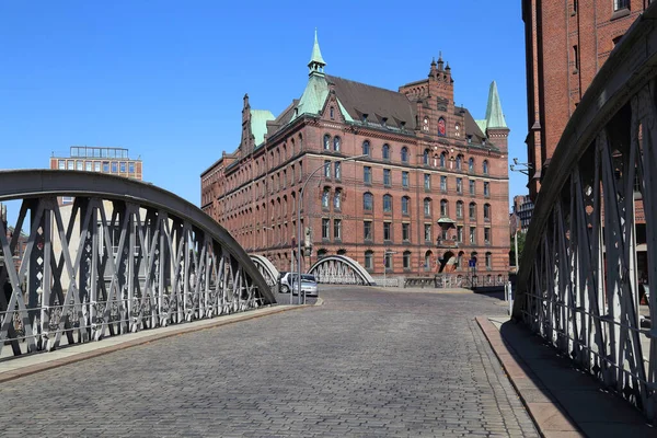 Almanya Nın Hamburg Eyaletinde Yer Alan Speicherstad Iline Bağlı Demir — Stok fotoğraf