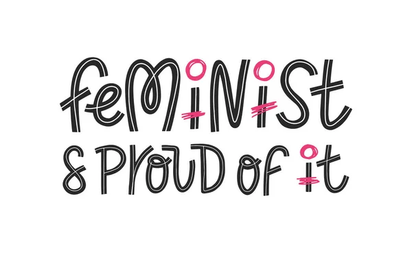 Феминистка и гордится этим шрифтом. Гордый феминистский текст, как дизайн футболки, печать, наклейка, этикетка. Женский символ. Векторная иллюстрация EPS 10 — стоковый вектор