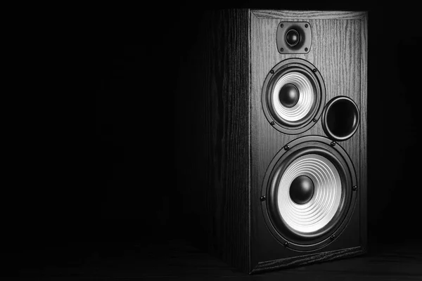 Photo of black music audio speaker. Music concept.