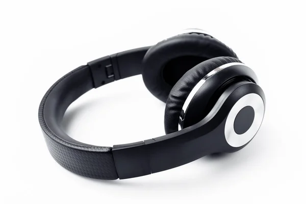 Black stylish professional wireless headphone on white background. High-quality music studio headset. — Stock Photo, Image