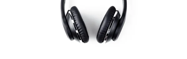 Black stylish professional wireless headphone on white background. High-quality music studio headset. — Stock Photo, Image