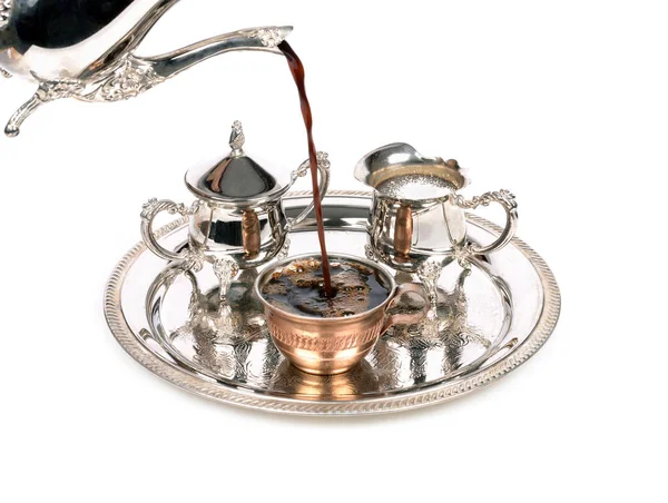 Servirea tradițională a cafelei turcești — Fotografie, imagine de stoc