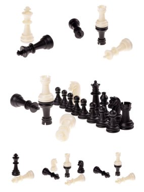 Satranç oyunu. Siyah ve beyaz satranç parça.