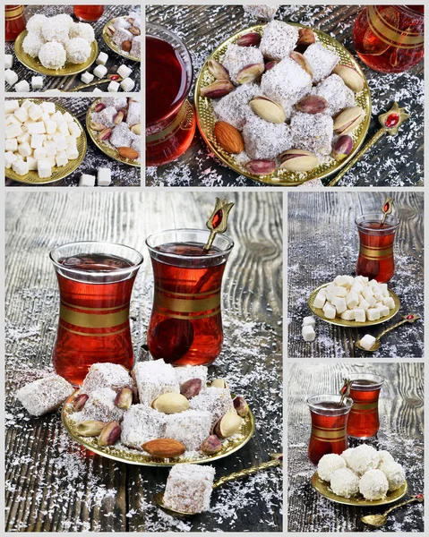 Turkish delight with  coconut and dried coconut — Stock Photo, Image