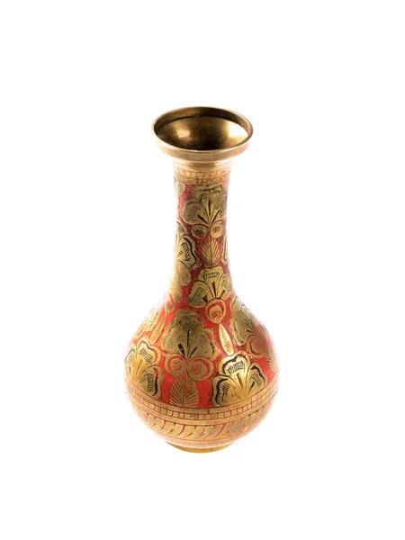 Indiano vecchio vaso in ottone timbrato — Foto Stock