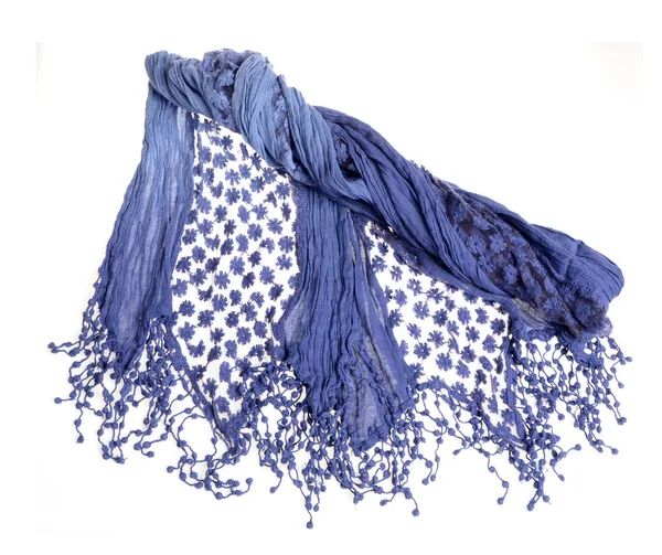 Kvinna blå elegant halsduk — Stockfoto