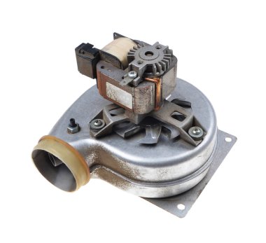 view of an old turbo fan on an isolated white background