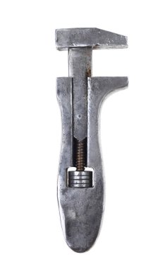  old french wrench close up isolated on white background