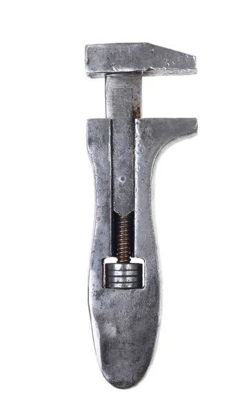 Old French Wrench Close Isolated White Background — Stockfoto