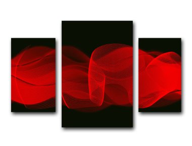 Renkli çizgilerin dalgası. Siyah arka planda soyut kırmızı dalgalı çizgiler. Çizgi tasarımı konsepti.