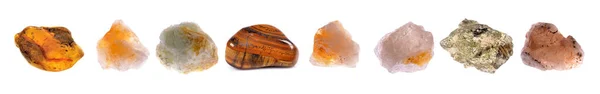 Kaya Örneklerini Mineral Yalıtılmış Bir Beyaz Zemin Üzerine Topluluğu — Stok fotoğraf