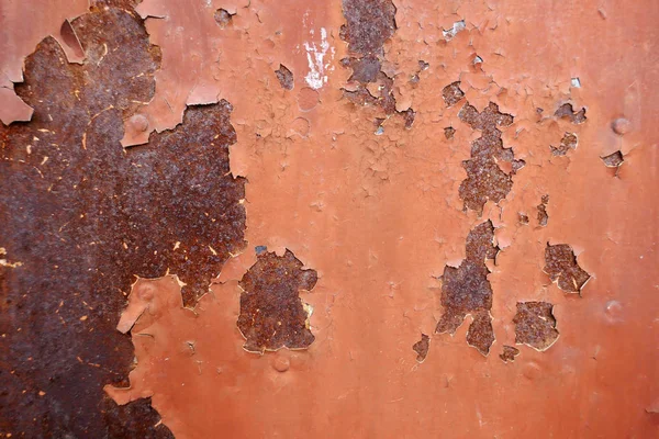 Textura Pintura Vieja Agrietada Marrón Sobre Metal — Foto de Stock