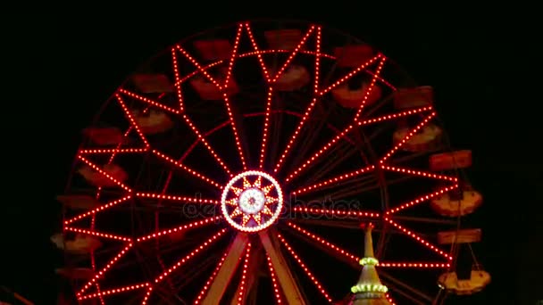 Turning Glittering Luminous  Carousel — Stock Video