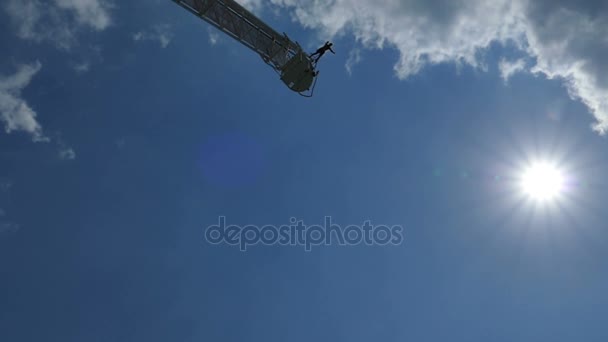Bungee Jump Released Sun Slow Motion Exhilarating Bungee Jump High — Stock Video